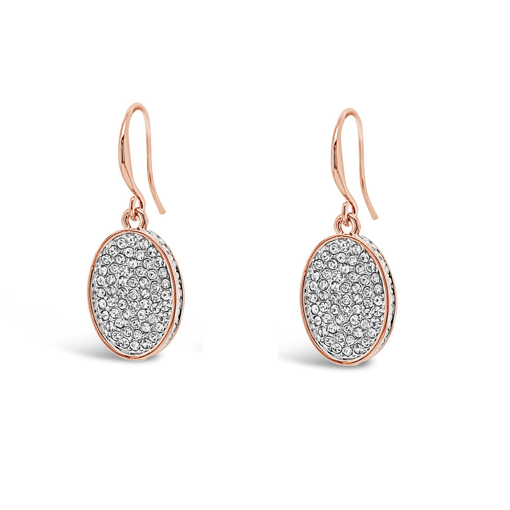 Jocelyn Two Tone Silver Rose Gold Oval Earrings